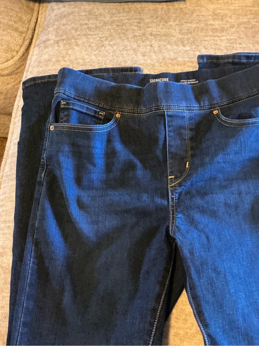 Signature by Levi Strauss Dark Blue Denim Pull-On Bootcut 10 Long
